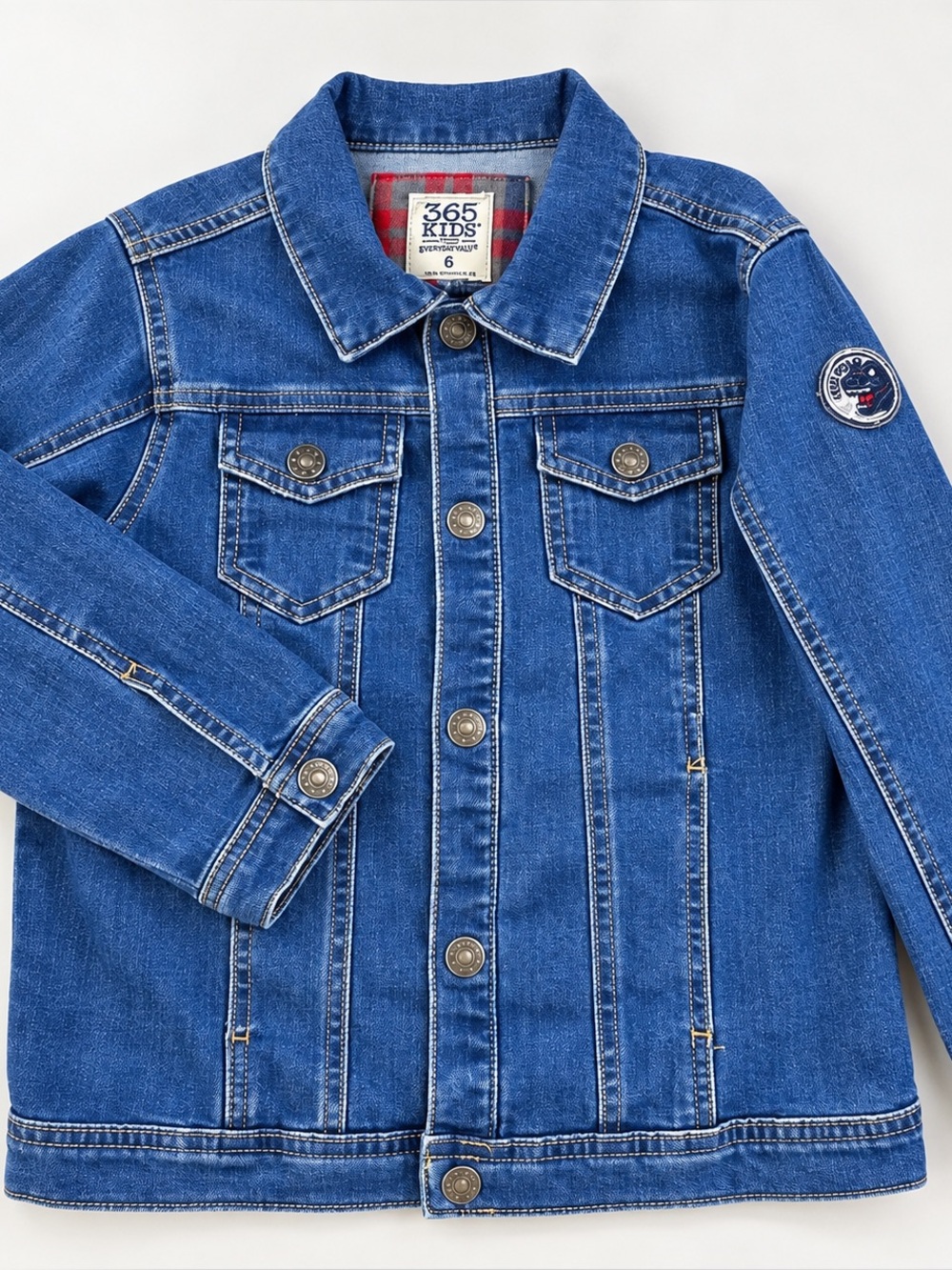 Garanimals 365 Kids Boys Size 6 Denim Jean Jacket T-Rex Dinosaur Patch